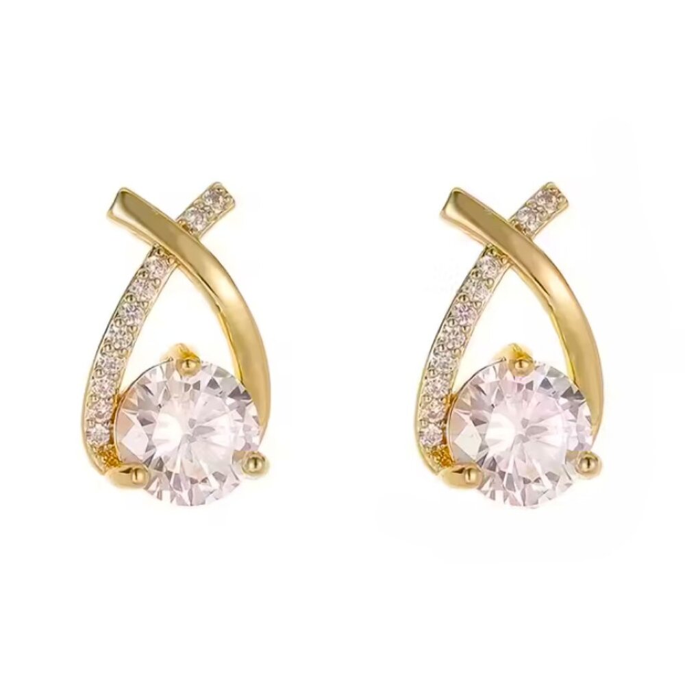 2ct Diamond 18K Gold Twisted Womens Earrings Soliatire Stud Style Ladies Jewelry - Picture 7 of 7